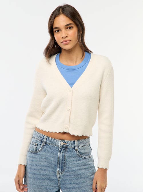 Gilet in maglia a punto grosso con bottoni a forma di fiore - Kiabi