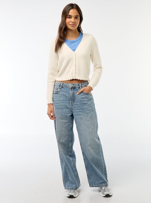 Gilet in maglia a punto grosso con bottoni a forma di fiore - Kiabi