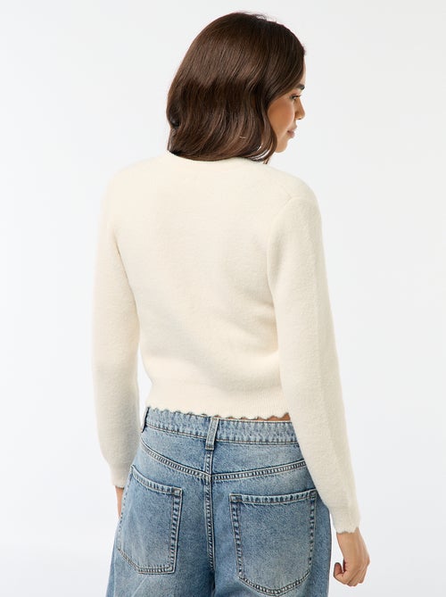 Gilet in maglia a punto grosso con bottoni a forma di fiore - Kiabi