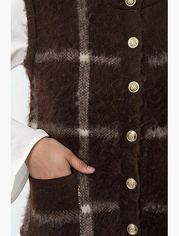 Gilet in maglia a quadri con girocollo e bottoni hiccup