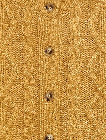 Gilet in maglia a trecce con apertura abbottonata