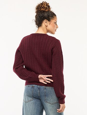 Gilet in maglia a trecce con bottoni dorati