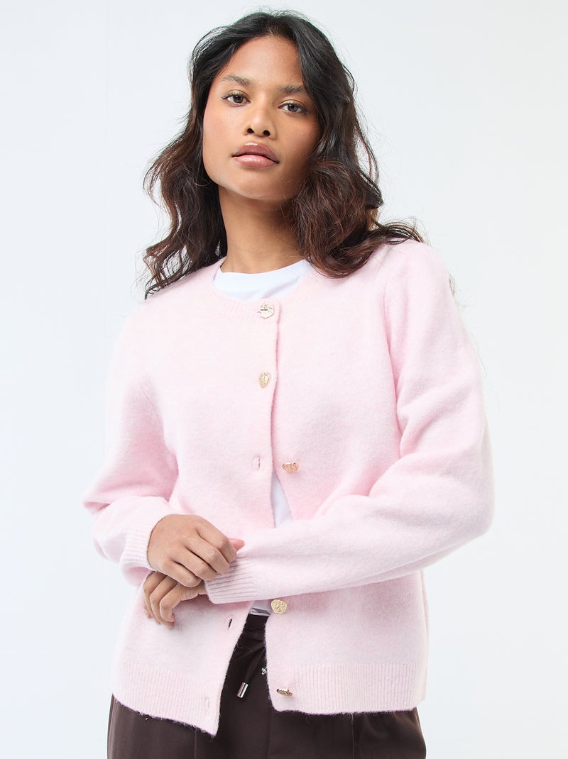 Gilet in maglia con bottoni dorati Rosa - Kiabi