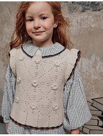 Gilet in maglia con crochet e volant brothers & sisters