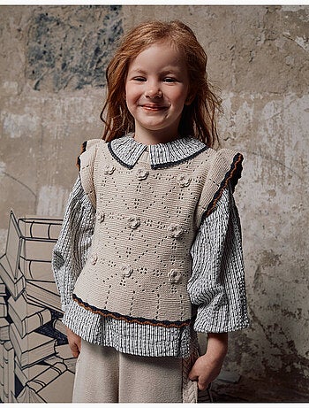 Gilet in maglia con crochet e volant brothers & sisters