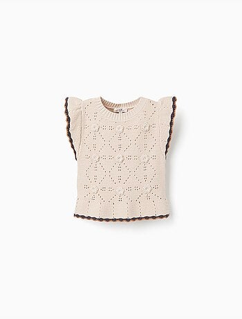 Gilet in maglia con crochet e volant brothers & sisters