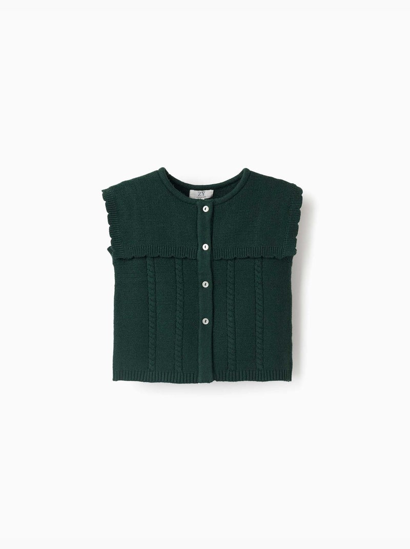 Gilet in maglia con dettagli a treccia b&s Verde scuro - Kiabi