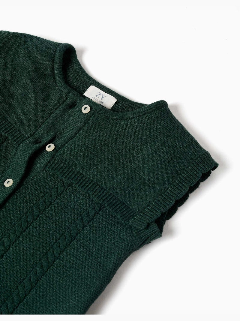Gilet in maglia con dettagli a treccia b&s Verde scuro - Kiabi