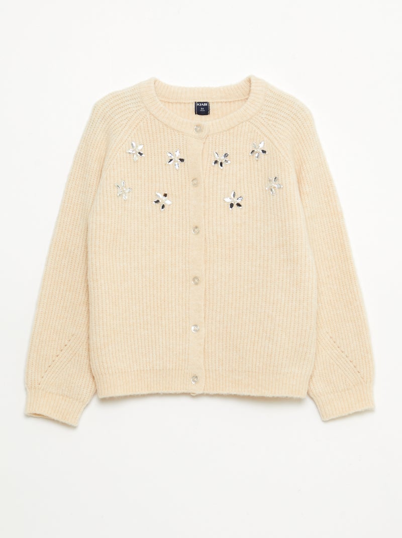 Gilet in maglia con dettagli perlati Beige - Kiabi