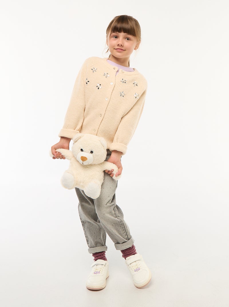 Gilet in maglia con dettagli perlati Beige - Kiabi