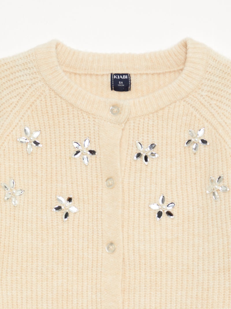 Gilet in maglia con dettagli perlati Beige - Kiabi