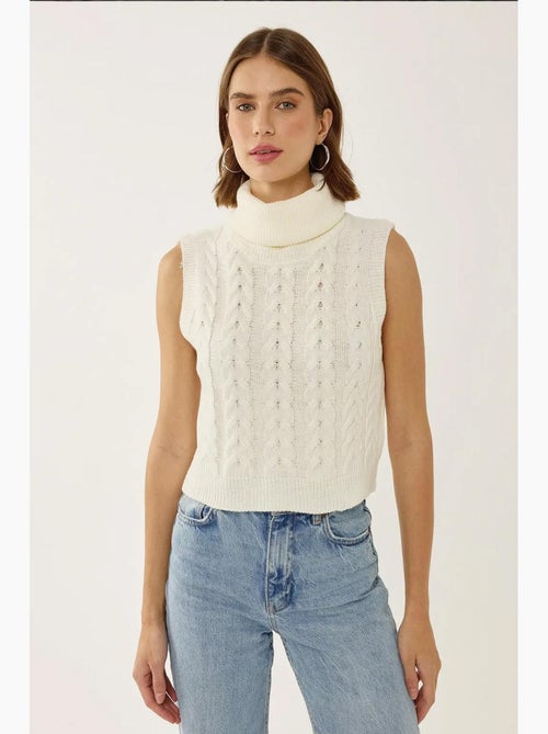Gilet in maglia con dolcevita e motivo a treccia hiccup - Kiabi Gilet in maglia con dolcevita e motivo a treccia hiccup - Kiabi