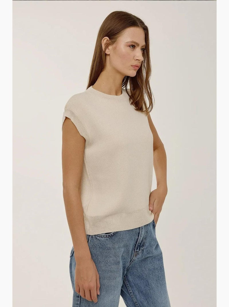 Gilet in maglia con girocollo hiccup Beige naturale - Kiabi