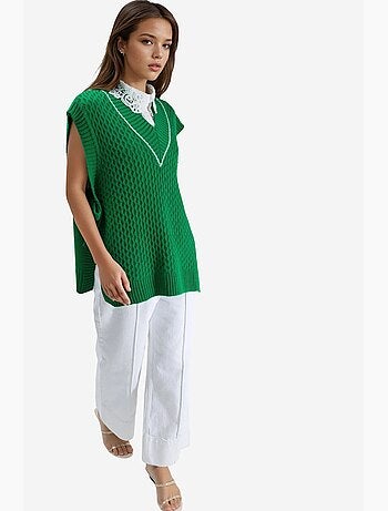 Gilet in maglia con motivo e dettaglio con laccio my fashion