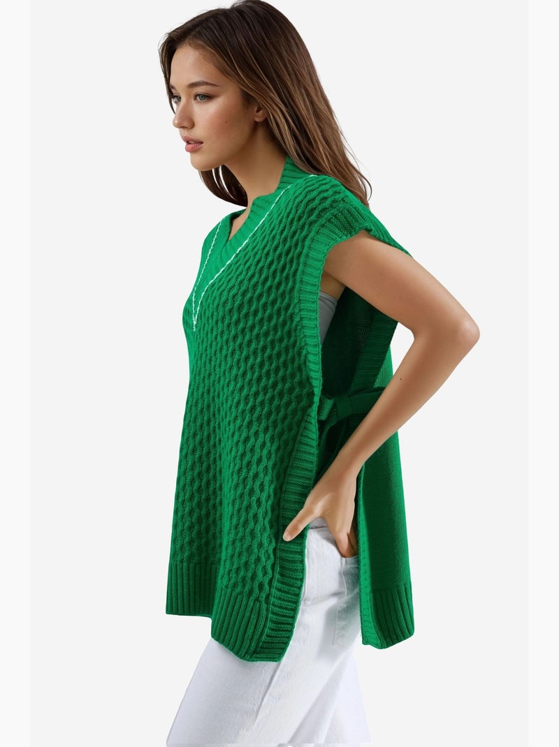 Gilet in maglia con motivo e dettaglio con laccio my fashion Verde - Kiabi
