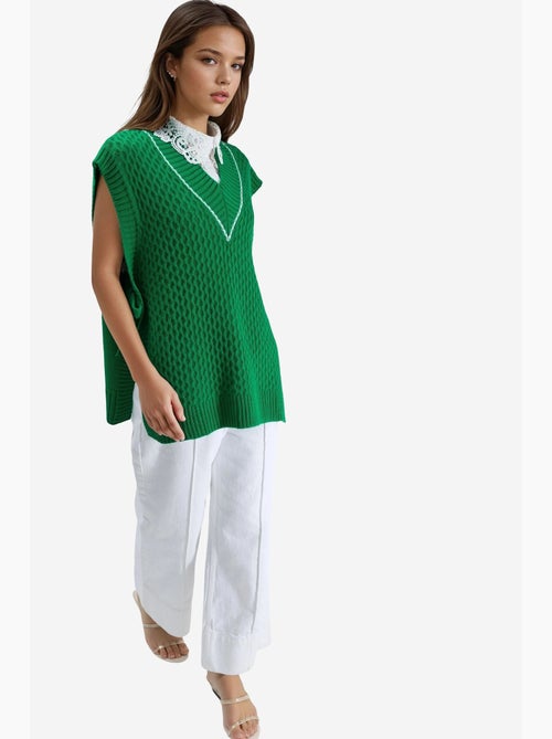 Gilet in maglia con motivo e dettaglio con laccio my fashion - Kiabi Gilet in maglia con motivo e dettaglio con laccio my fashion - Kiabi