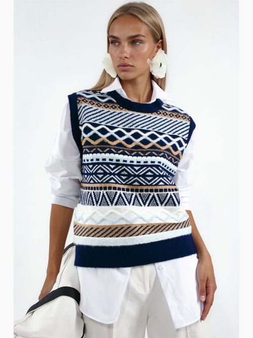 Gilet in maglia con motivo geometrico hiccup - Kiabi Gilet in maglia con motivo geometrico hiccup - Kiabi