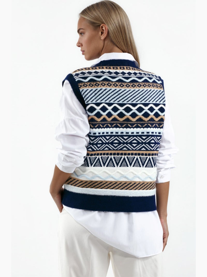 Gilet in maglia con motivo geometrico hiccup Blu Bianco - Kiabi