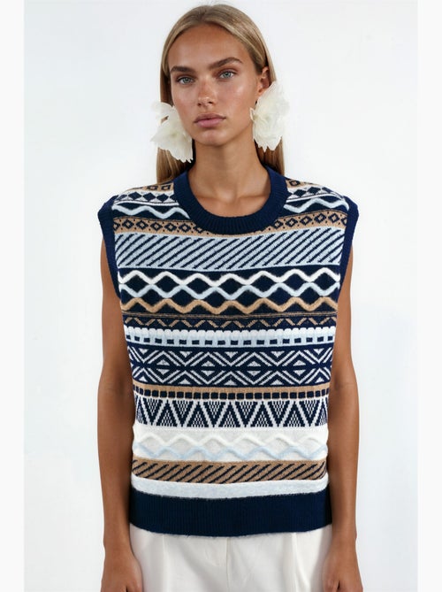 Gilet in maglia con motivo geometrico hiccup - Kiabi Gilet in maglia con motivo geometrico hiccup - Kiabi