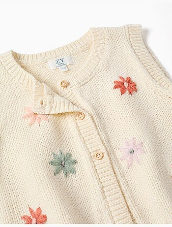 Gilet in maglia con ricamo floreale