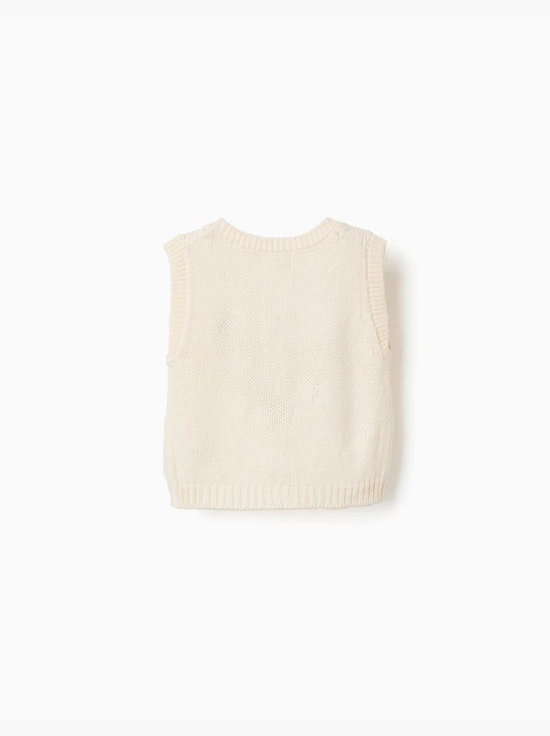 Gilet in maglia con ricamo floreale Bianco - Kiabi