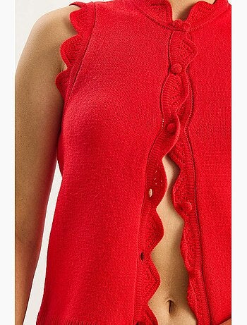 Gilet in maglia con ruches e girocollo lucci