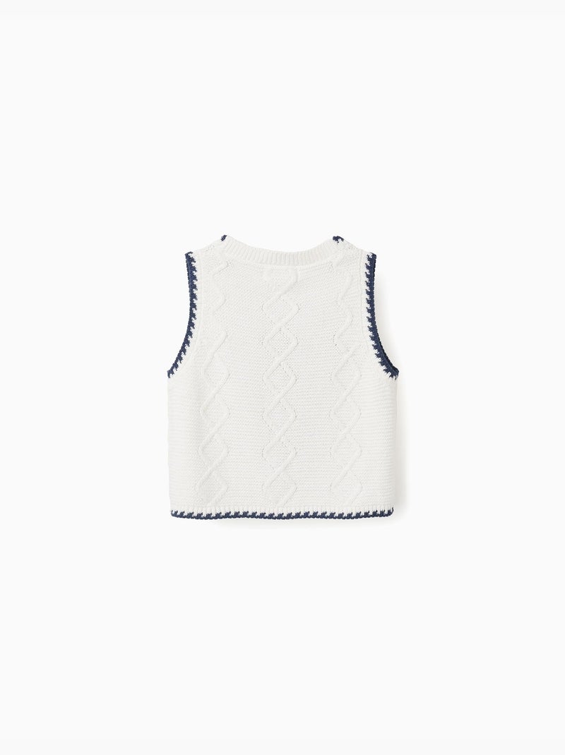 Gilet in maglia di cotone con fiori ricamati Beige chiaro - Kiabi
