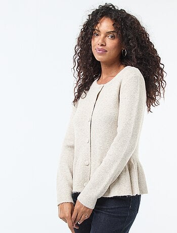 Cardigan in maglia fine con balza sul fondo