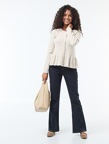Cardigan in maglia fine con balza sul fondo