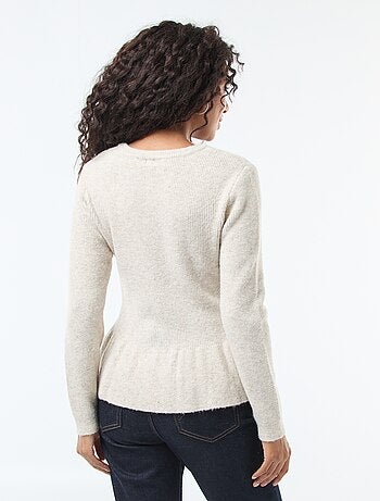 Cardigan in maglia fine con balza sul fondo