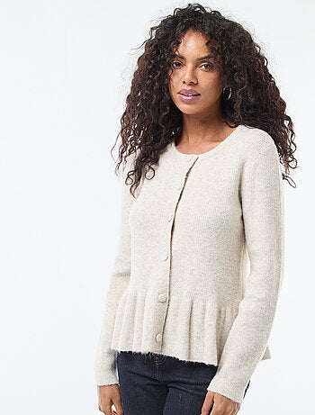 Cardigan in maglia fine con balza sul fondo