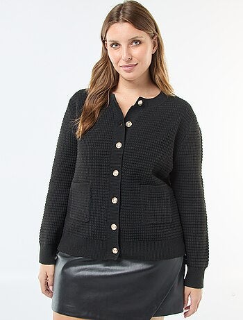 Gilet in maglia goffrata con bottoni dorati