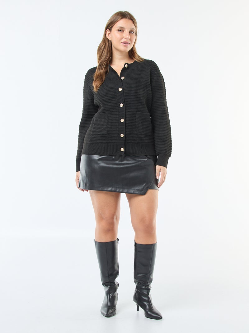 Gilet in maglia goffrata con bottoni dorati Nero - Kiabi