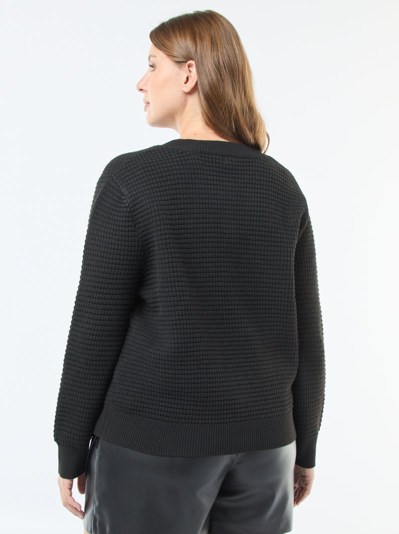 Gilet in maglia goffrata con bottoni dorati Nero - Kiabi