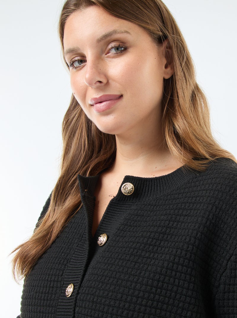 Gilet in maglia goffrata con bottoni dorati Nero - Kiabi