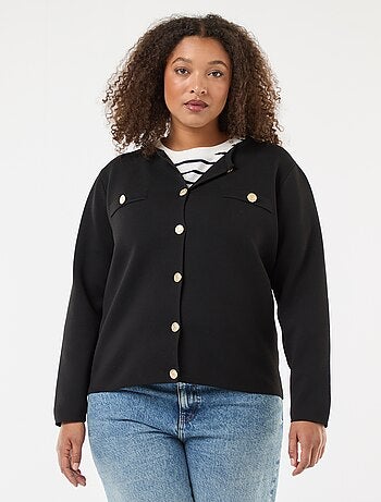 Gilet in maglia goffrata con bottoni rétro