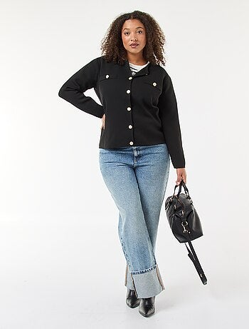 Gilet in maglia goffrata con bottoni rétro