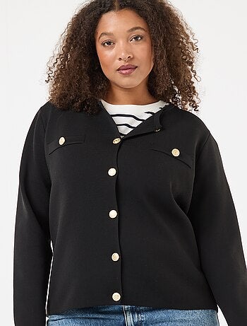 Gilet in maglia goffrata con bottoni rétro