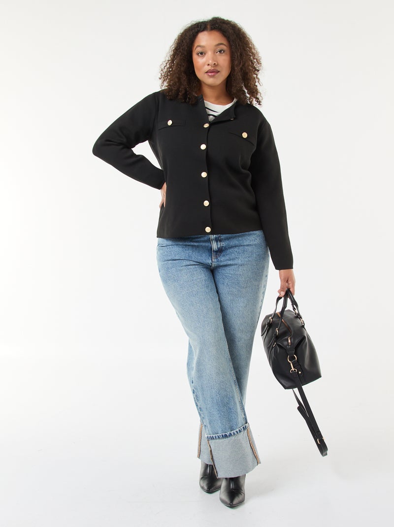 Gilet in maglia goffrata con bottoni rétro Nero - Kiabi