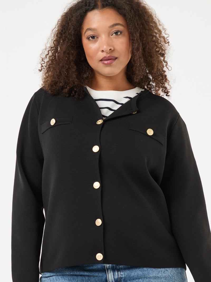 Gilet in maglia goffrata con bottoni rétro Nero - Kiabi