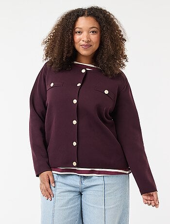 Gilet in maglia goffrata con bottoni rétro