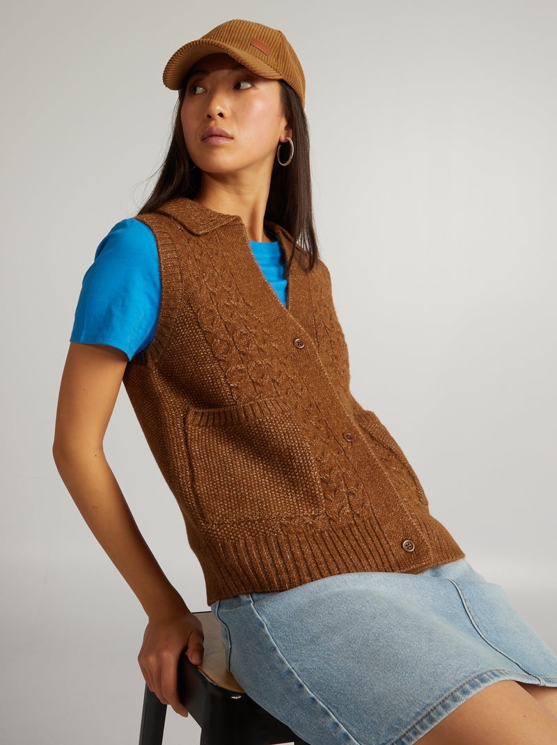 Gilet in maglia MARRONE - Kiabi