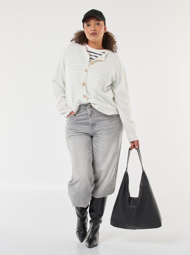 Gilet in maglia mouliné con bottoni rétro Bianco - Kiabi