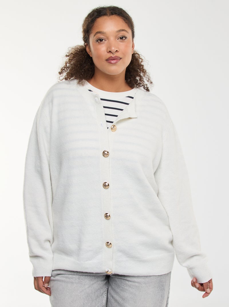 Gilet in maglia mouliné con bottoni rétro Bianco - Kiabi