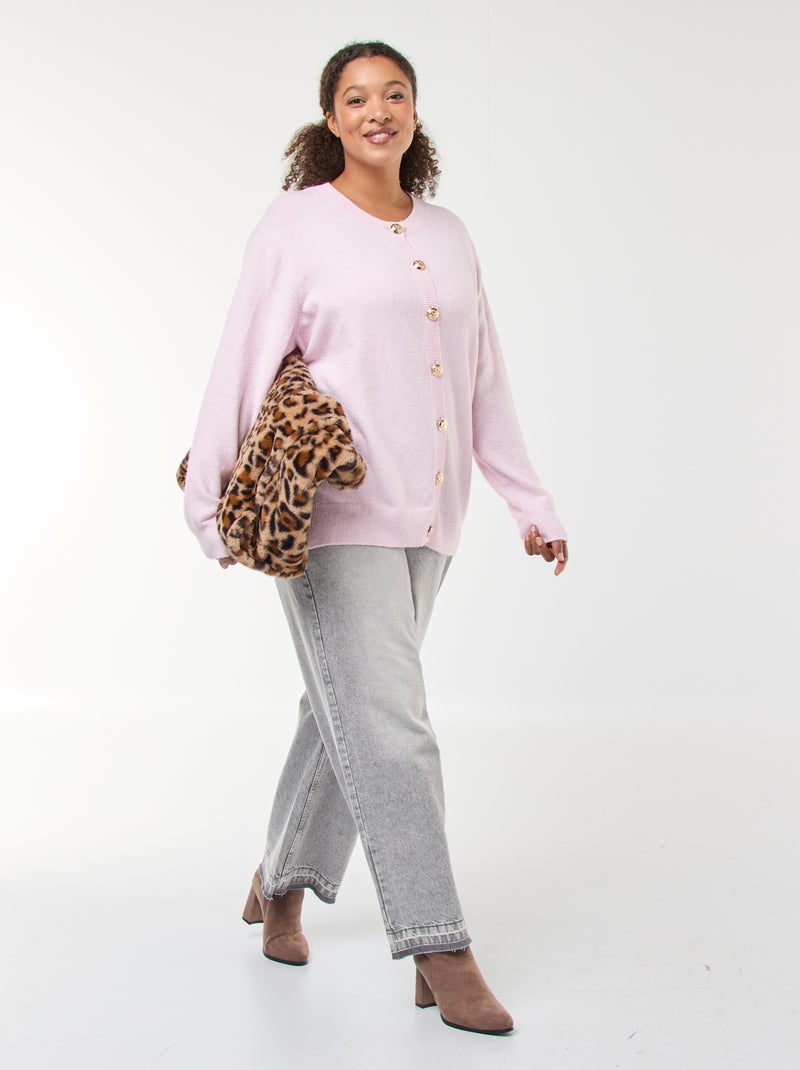 Gilet in maglia mouliné con bottoni rétro Rosa - Kiabi