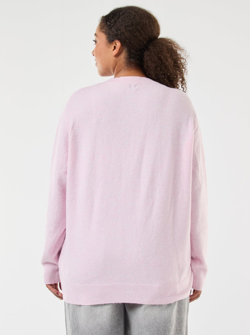 Gilet in maglia mouliné con bottoni rétro Rosa - Kiabi
