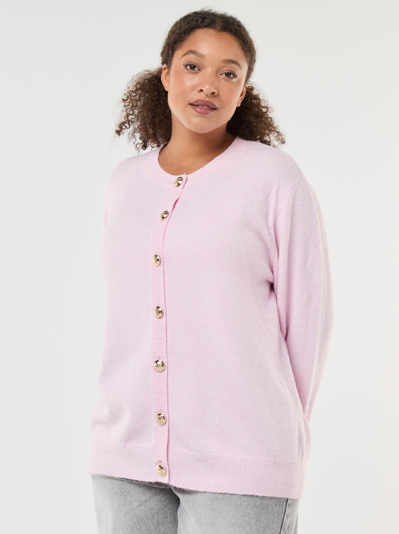 Gilet in maglia mouliné con bottoni rétro Rosa - Kiabi