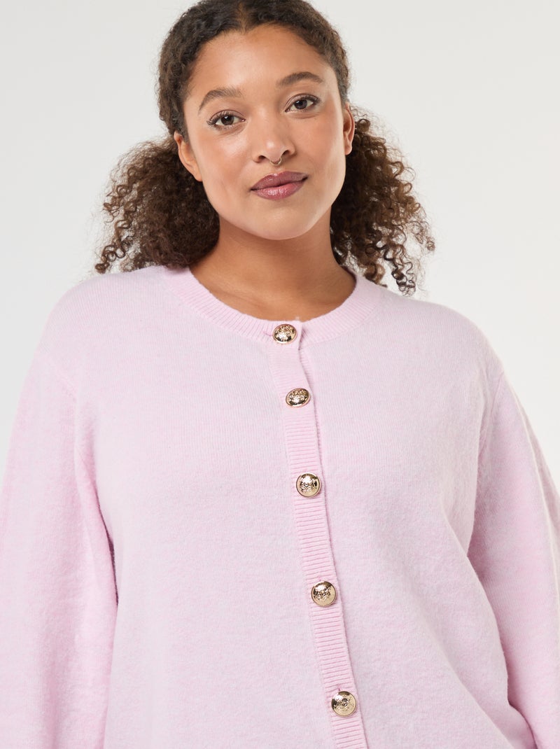 Gilet in maglia mouliné con bottoni rétro Rosa - Kiabi