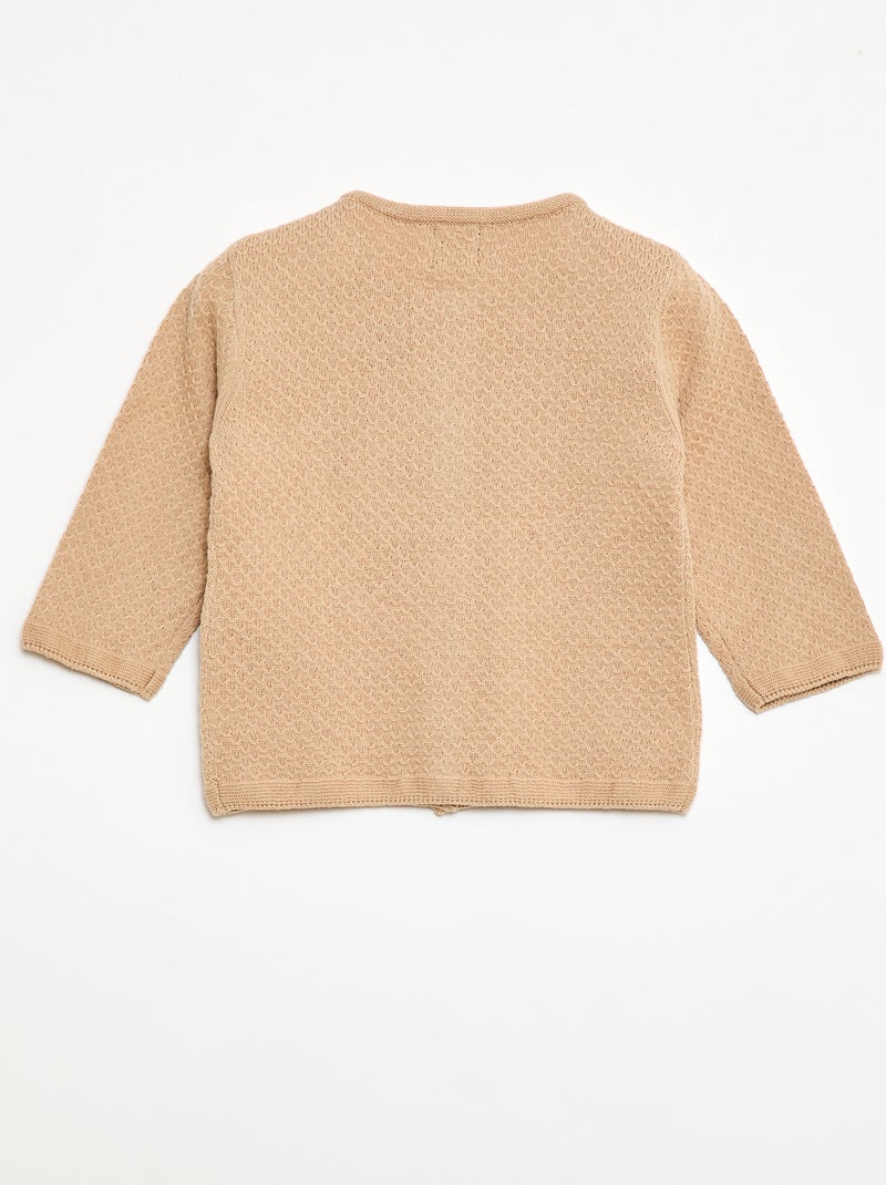 Gilet in maglia operata tinta unita Beige - Kiabi