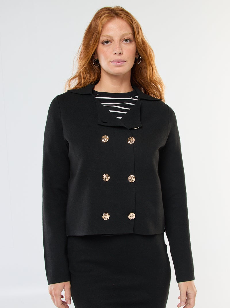 Gilet in maglia ottoman a doppio petto Nero - Kiabi